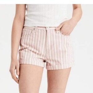 American Eagle Pink Striped Denim Mom‎ Short shorts cotton comfortable jeans 18